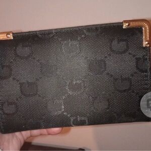 Gucci Black and Gold Patterned Clutch